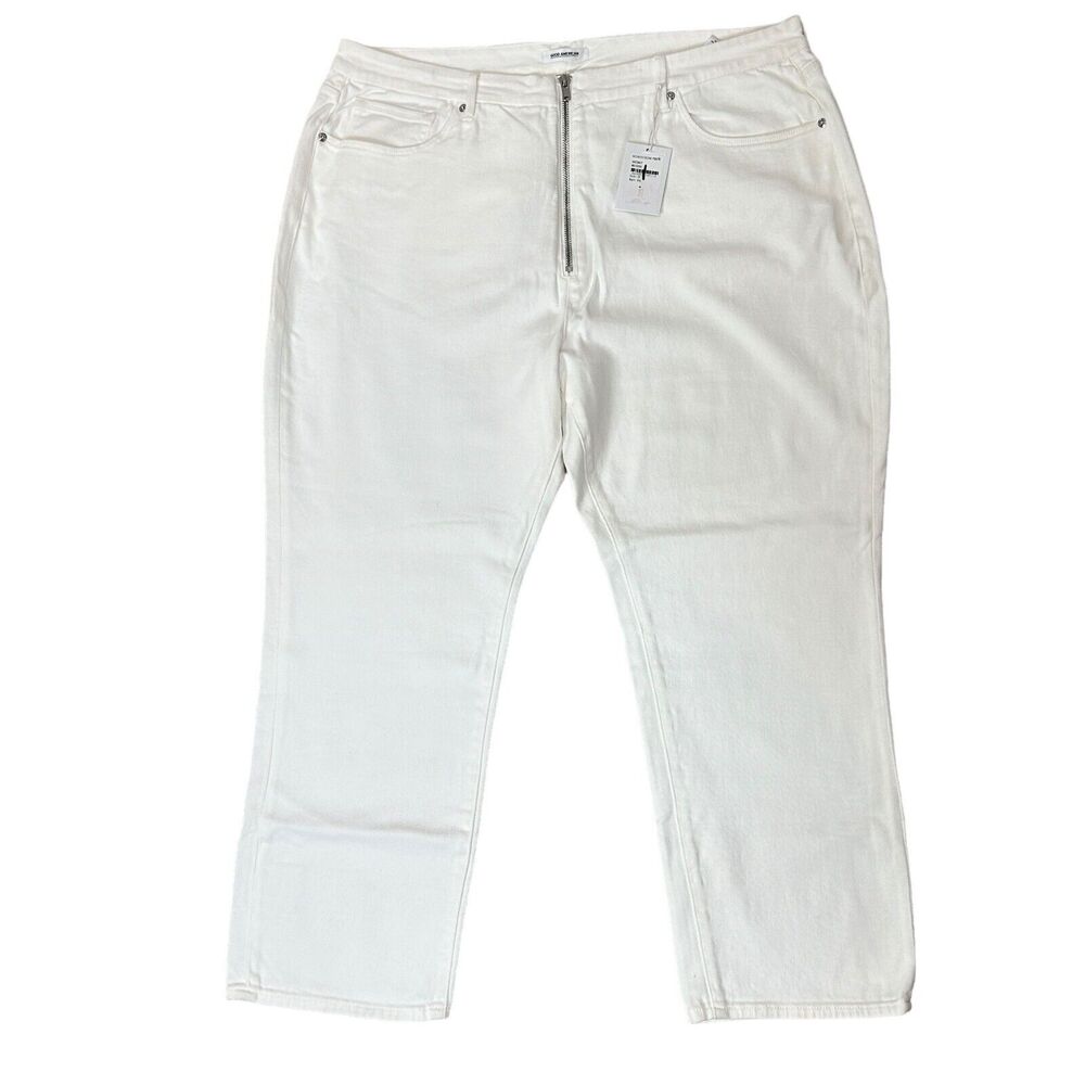 Good American Good Vintage Jeans Exposed Zipper High Rise White Women's 20 NWT